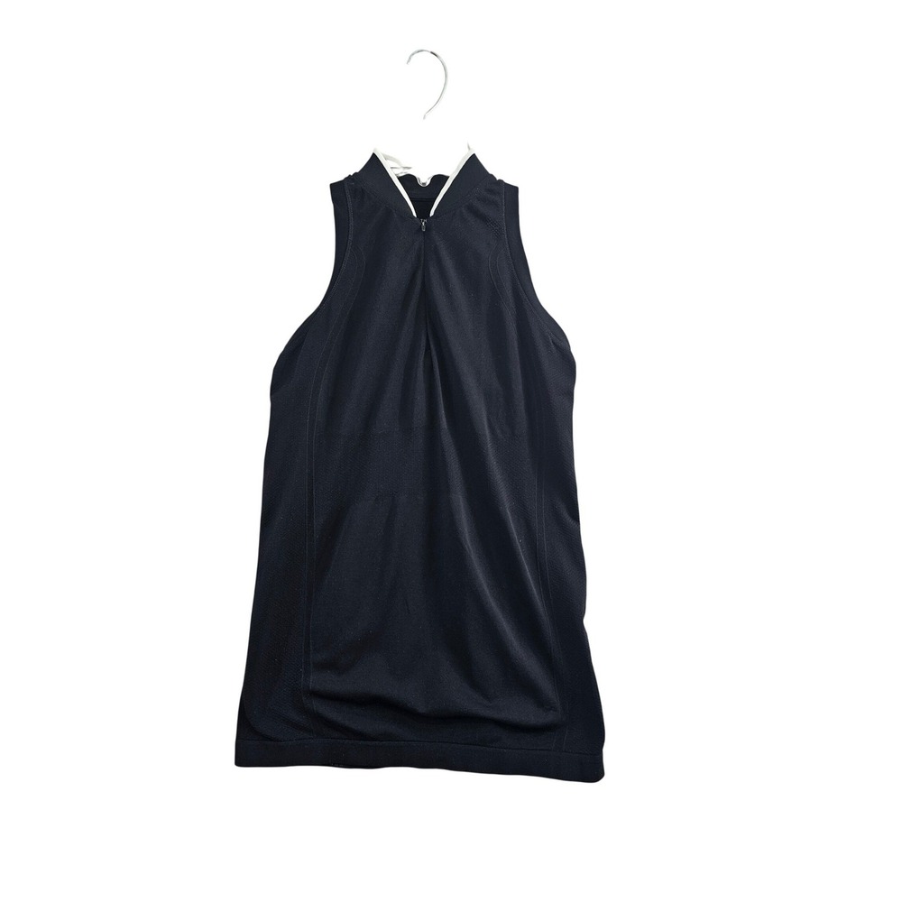 Athleta Tank Top Womens XS Black Solid Seamless High Neck Racerback Zip 556399